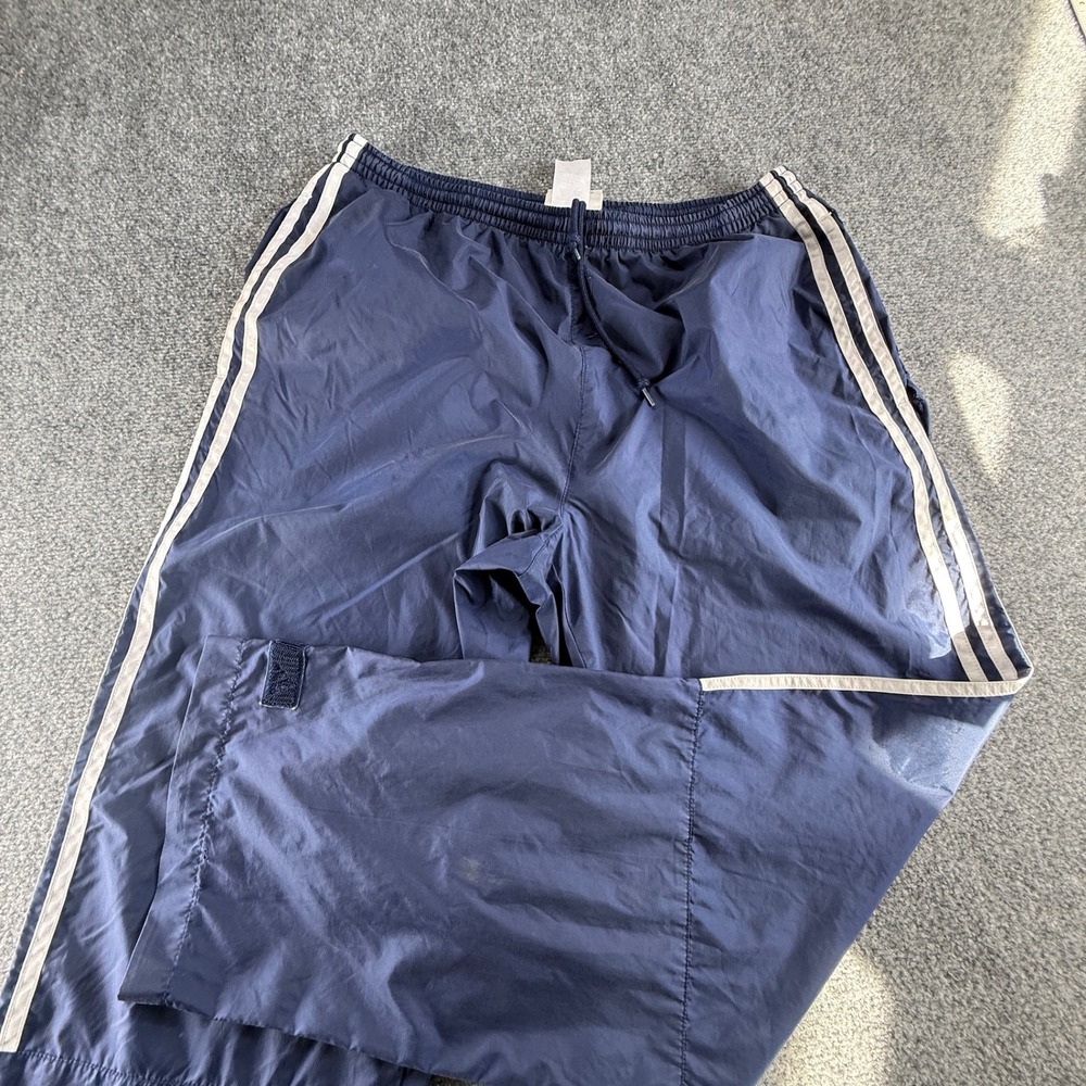 Adidas Vintage Navy Blue 3-Stripe Nylon Track Pants Mens Medium 0597